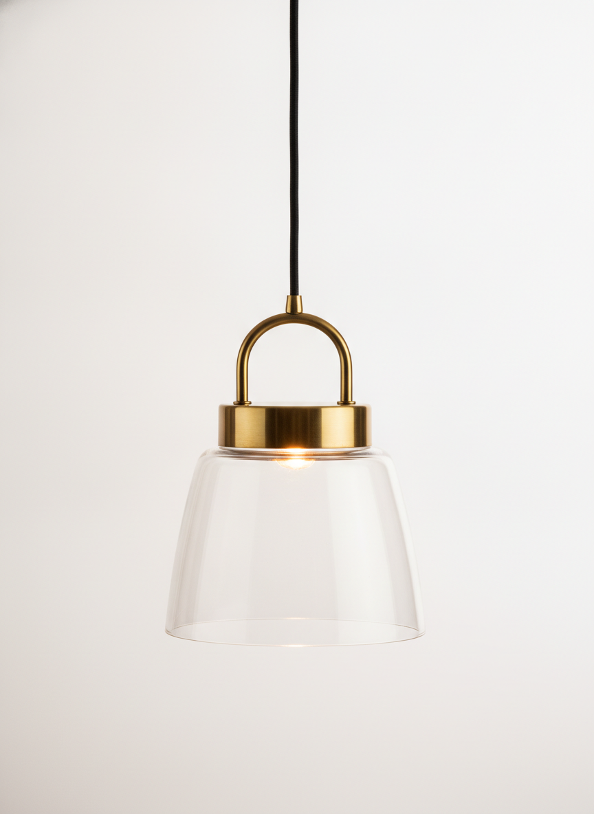 Brass Rimmed Glass Pendant