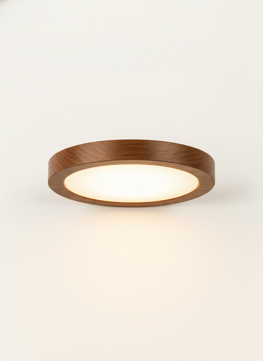 Minimalist Wood Flush Light