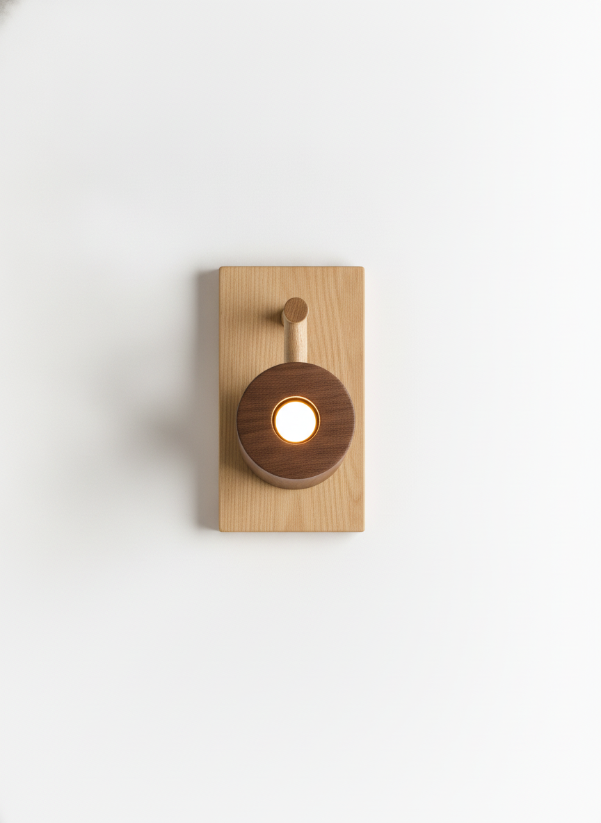 Wooden Base Wall Sconce